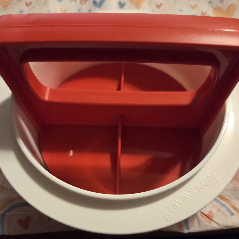 Tupperware Red and White Burger Press